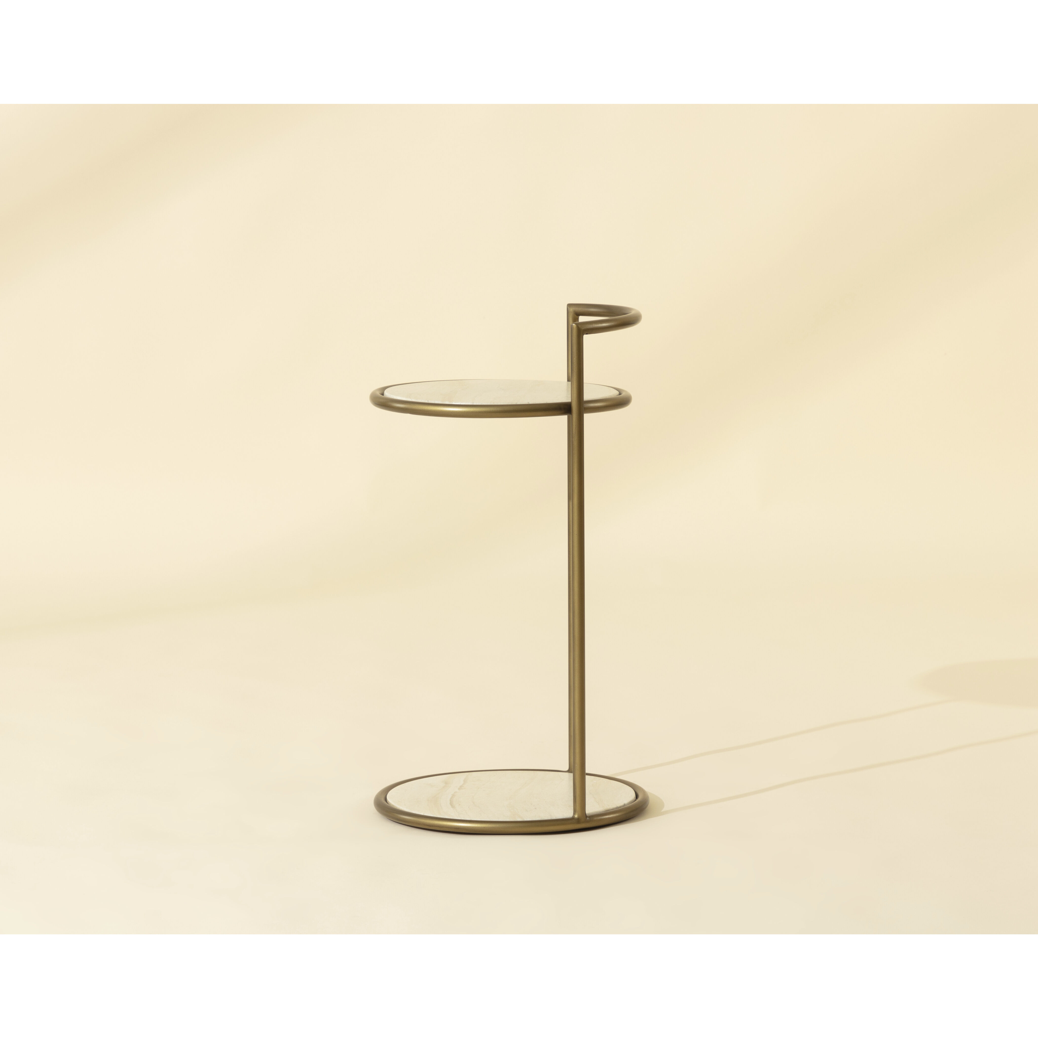 Parga 25 X 14 inch Rustic Bronze / Travertine Look Outdoor End Table